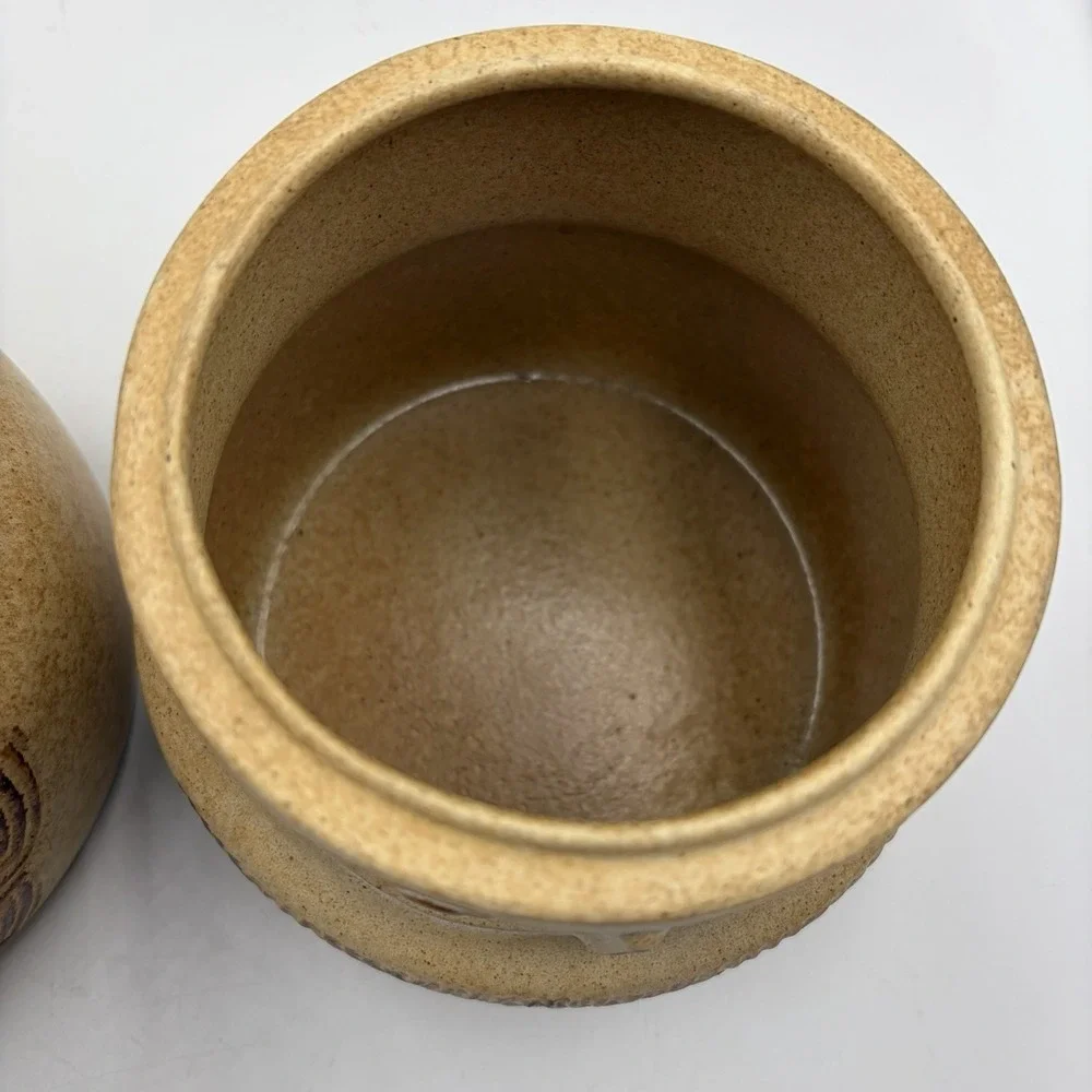 Two Vtg Owl Canisters W/ Lids Pottery Craft USA Mid Century Cottagecore Country